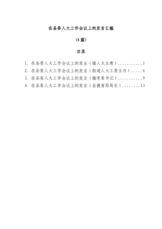 (4篇)在县委人大工作会议上的发言汇编