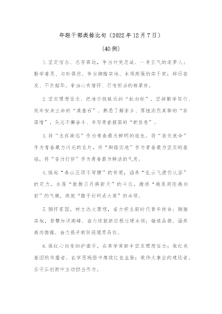 (40例)年轻干部类排比句（2022年12月7日）