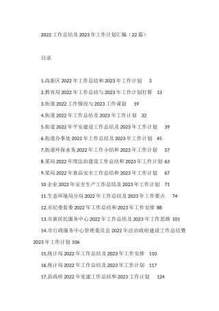 2022工作总结及2023年工作计划汇编（22篇）