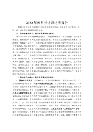2022年度县长述职述廉报告定
