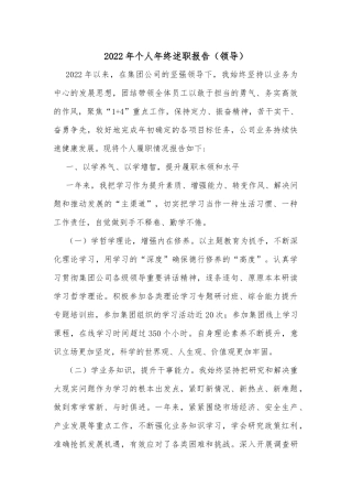 2022年个人年终述职报告（领导）