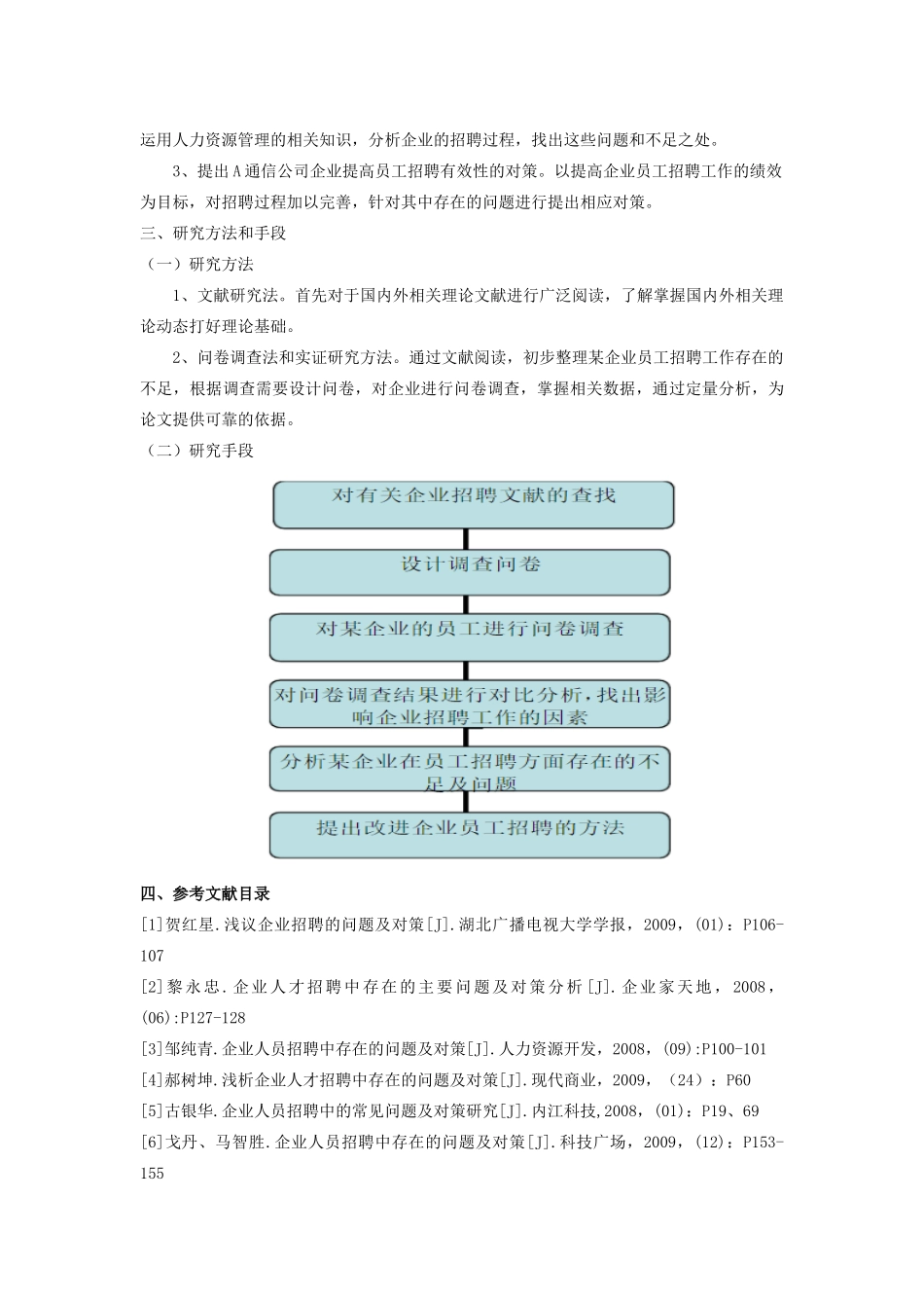 开题+A通信公司人力资源招聘问题及对策研究1_第2页