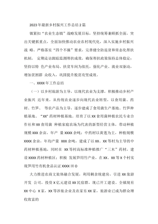 2022年乡村振兴工作总结2篇