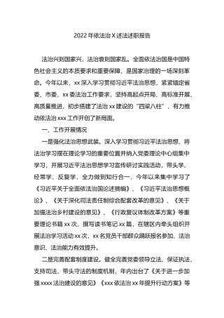 2022年依法治X述法述职报告