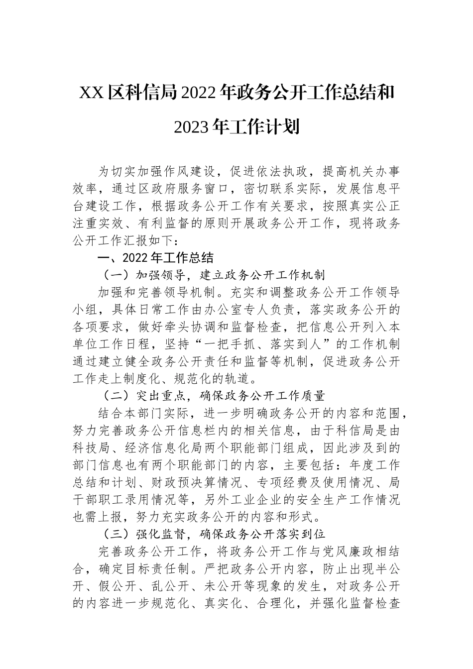 2022年政务公开工作总结及2023年工作计划汇编（12篇）_第2页