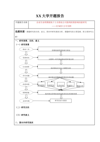 开题报告企业生命周期视角下上市酒业公司股利政策影响因素研究