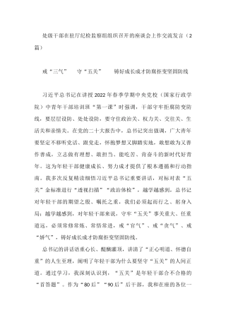 处级干部在驻厅纪检监察组组织召开的座谈会上作交流发言（2篇）