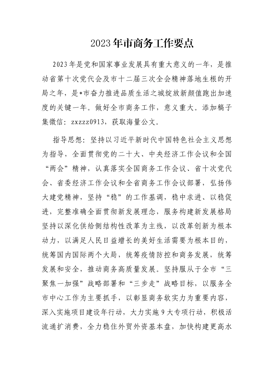 2023年市商务工作要点_第1页