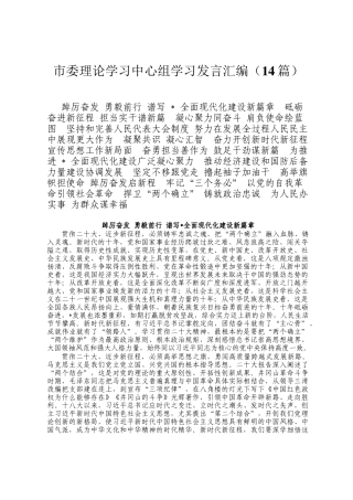 市委理论学习中心组学习发言汇编14篇