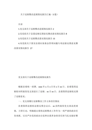 关于巡察整改进展情况报告汇编（3篇）