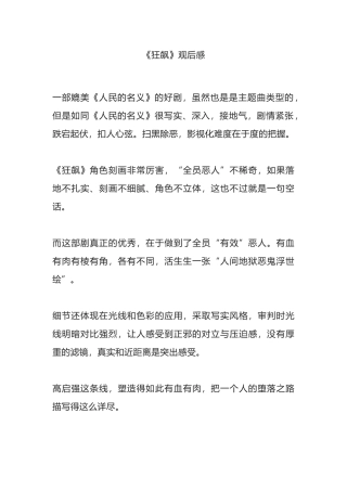 观看热播剧《狂飙》观后感