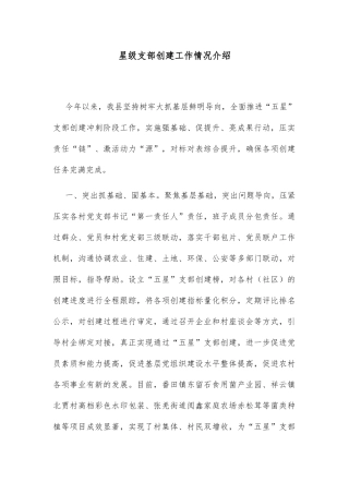 星级支部创建工作情况介绍