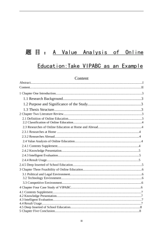A Value Analysis of Online EducationTake VIPABC a