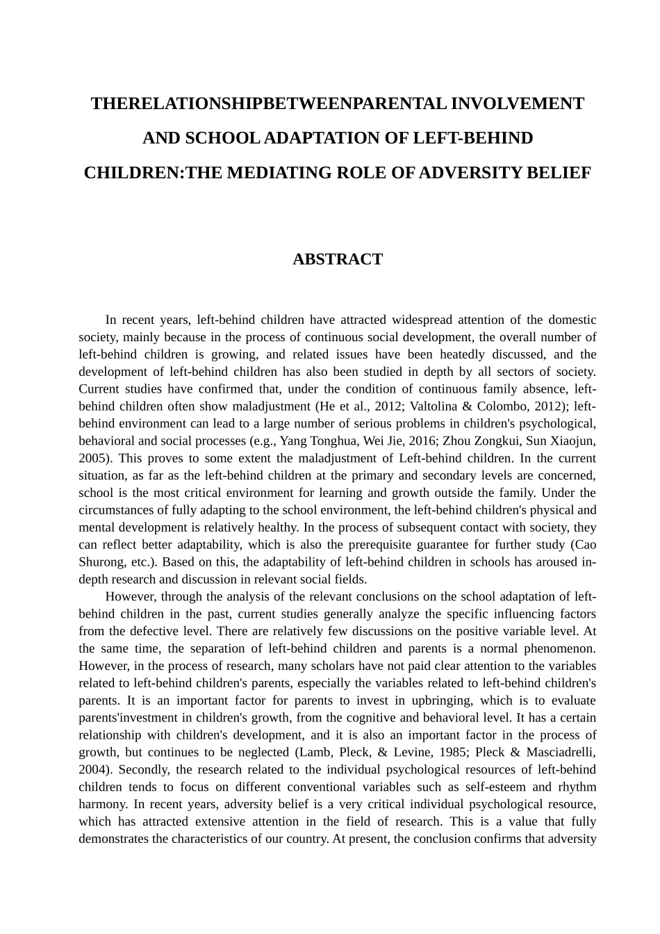 留守儿童父母教养投入与学校适应的关系：逆境信念的中介作用_第3页