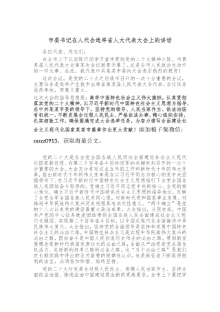 市委书记在人代会选举省人大代表大会上的讲话