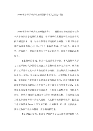 领导班子成员政治画像报告范文(精选3篇)