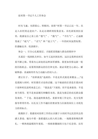 驻村第一书记个人工作体会