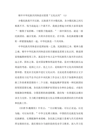 铸牢民族共同体意识学习心得体会范文8篇