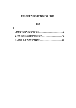防范化解重大风险调研报告汇编（3篇）