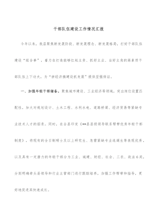 干部队伍建设工作情况汇报