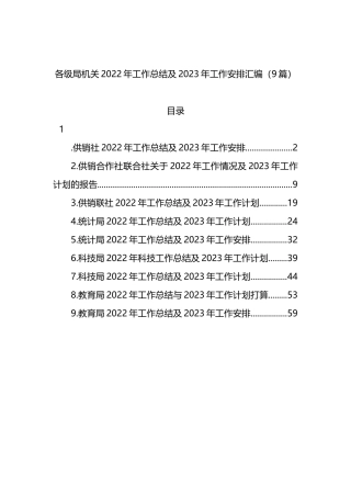 各级局机关2022年工作总结及2023年工作安排汇编（9篇）科技局供销社