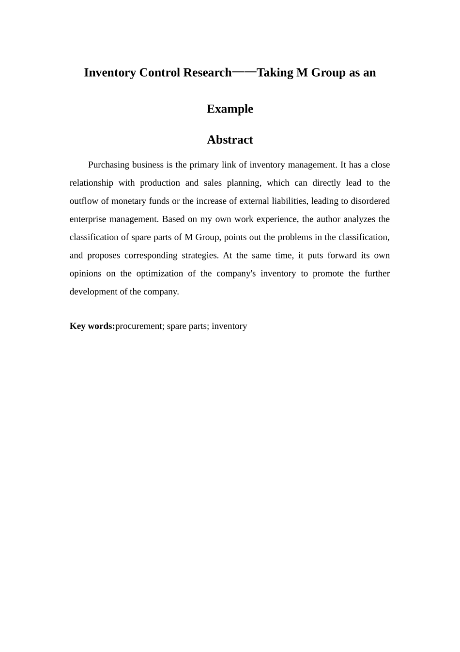 库存控制研究——以M集团为例会计学专业_第2页