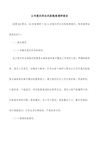 公司意识形态风险隐患调研报告