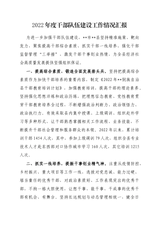 2022年度干部队伍建设工作情况汇报
