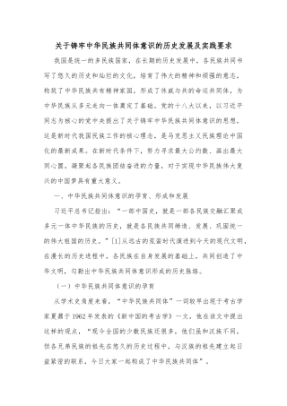 关于铸牢中华民族共同体意识的历史发展及实践要求