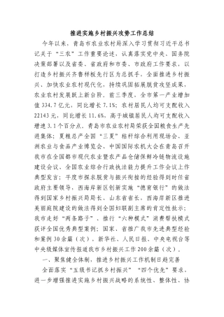 推进实施乡村振兴攻势工作总结