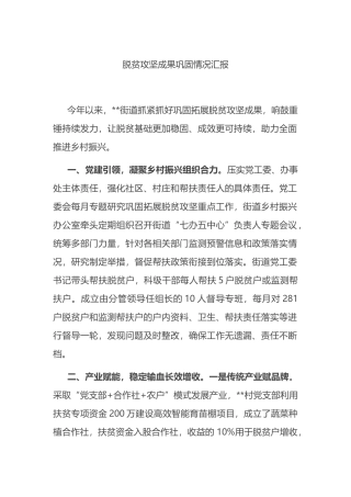 脱贫攻坚成果巩固情况汇报