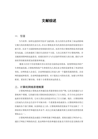 平安实业有限公司网络设计文献综述