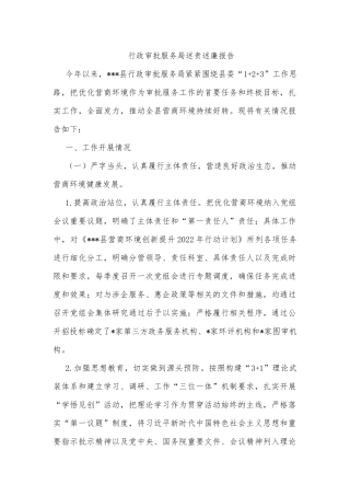 行政审批服务局述责述廉报告