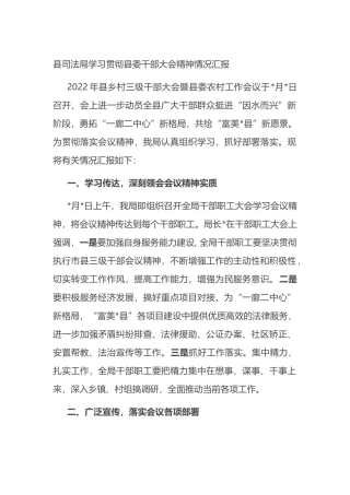 县司法局学习贯彻县委干部大会精神情况汇报