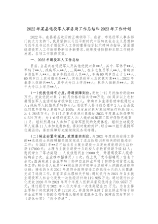 2022年某县退役军人事务局工作总结和2023年工作计划