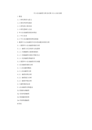 中小企业融资分析及对策-以某企业为例-提纲