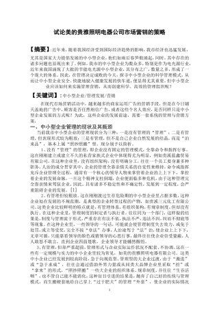 试论美的贵雅照明电器公司市场营销的策略