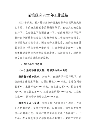 某镇政府2022年工作总结