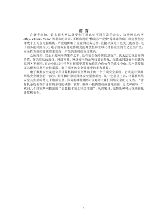 文献综述电子商务的风险及其安全管理技术
