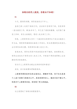 体制内的用人规则，你根本不知道！