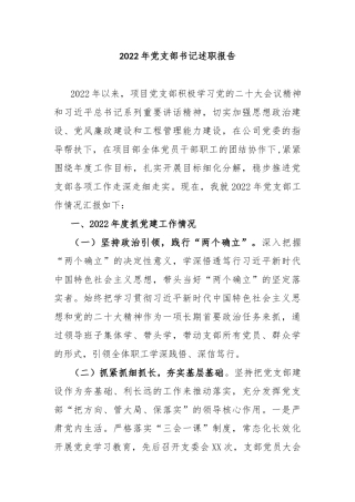 2022年党支部书记述职报告