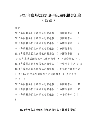 2022年度基层团组织书记述职报告汇编（12篇）