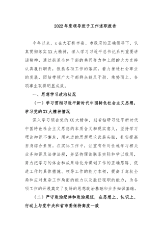 2022年度领导班子工作述职报告