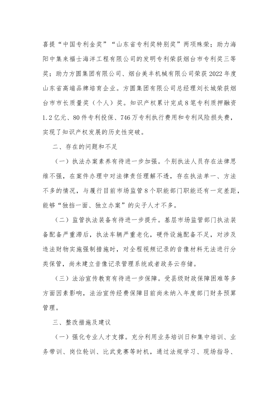 XX市场监督管理局党组书记、局长2022年度述法报告_第3页