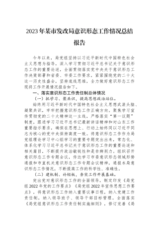 2023年某市发改局意识形态工作情况总结报告