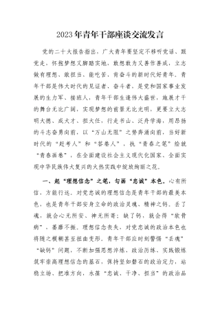 2023年青年干部座谈交流发言