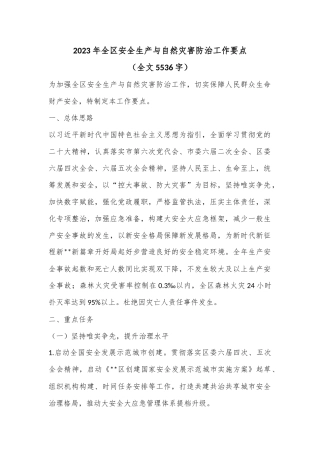 2023年全区安全生产与自然灾害防治工作要点（全文5536字）