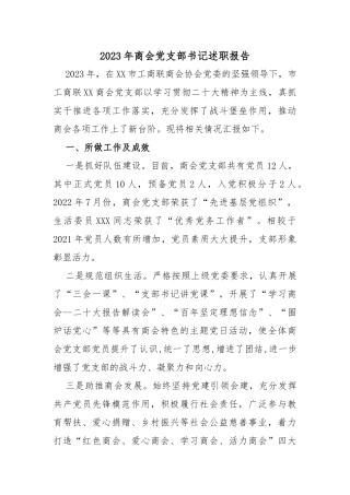 2023年商会党支部书记述职报告