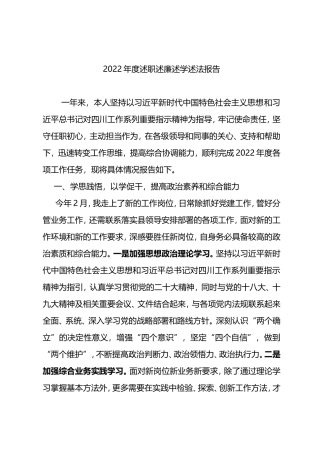 2022年度个人述责述廉述学述法