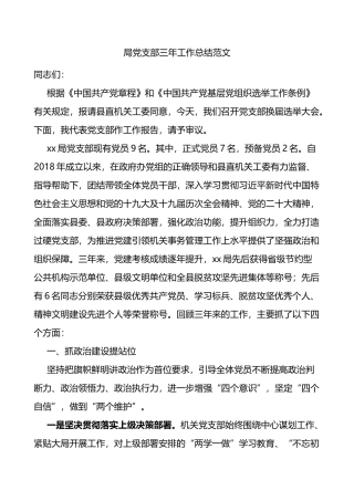 局党支部三年工作总结范文换届选举工作报告工作汇报